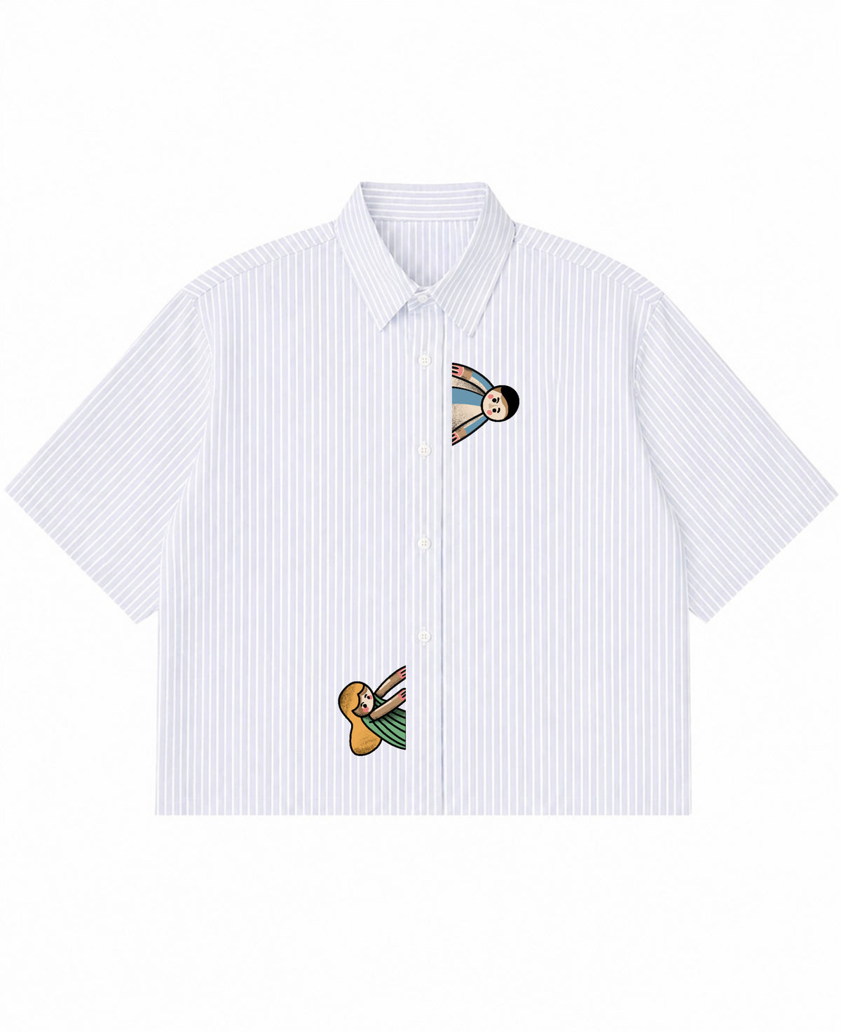 Blue Striped Oxford Boxy Shirt Front Design